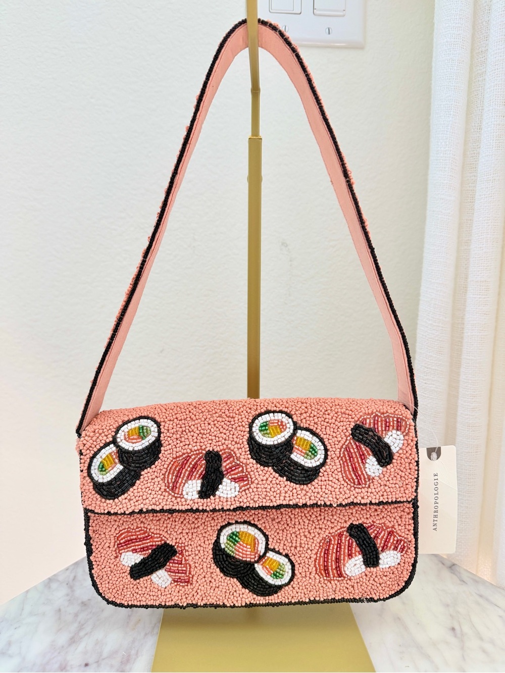 🍣 ANTHROPOLOGIE Maeve Fiona Beaded Shoulder Bag Food & Drink Edition SUSHI